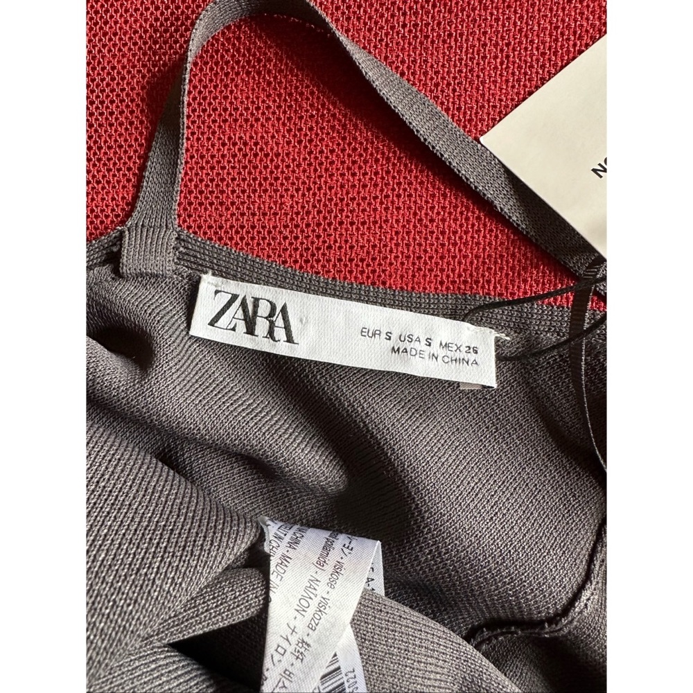 Zara Grey Knit Strappy Wide Flare Leg Jumpsuit, NWT, S - Picture 9 of 14